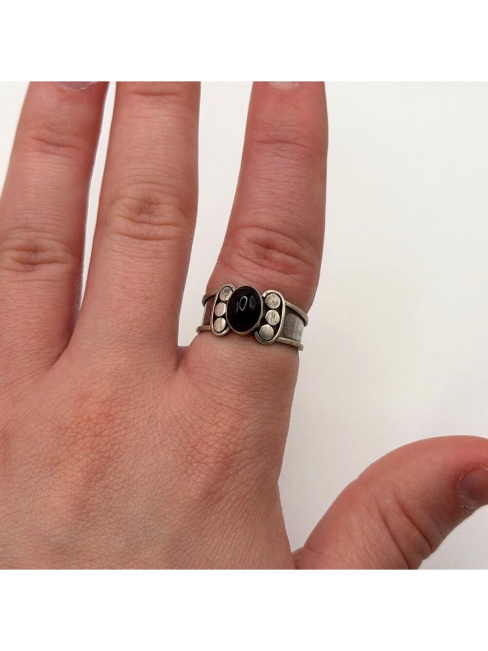 925 Sterling Silver Black Onyx Ring With Modernist Design